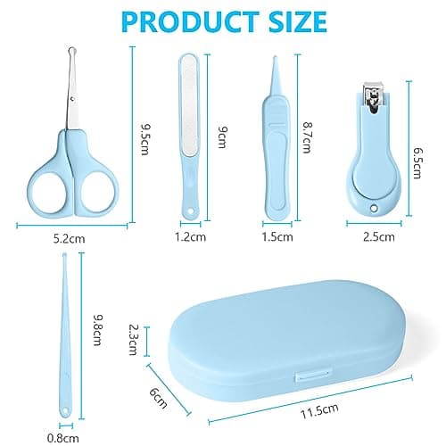 Vicloon Baby Nail Kit, 5-in-1 Baby Nail Care Set, Baby Nail Care Tool, Baby Manicure Set Includes Nail Clippers, Scissor, Earpick, Nail File and Tweezer for Newborn Infant Toddler — view 2
