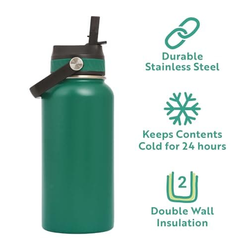 Polar Gear Insulated Water Bottle with Flip Straw - 800ml Forest Green — view 5