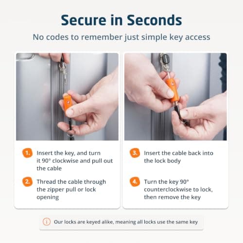 4-Pack TSA Approved Luggage Locks with Keys for Travel | Flexible, Ultra Secure Mini Key Padlocks Made from Zinc Alloy | Luggage Locks | TSA Locks | Orange — view 4