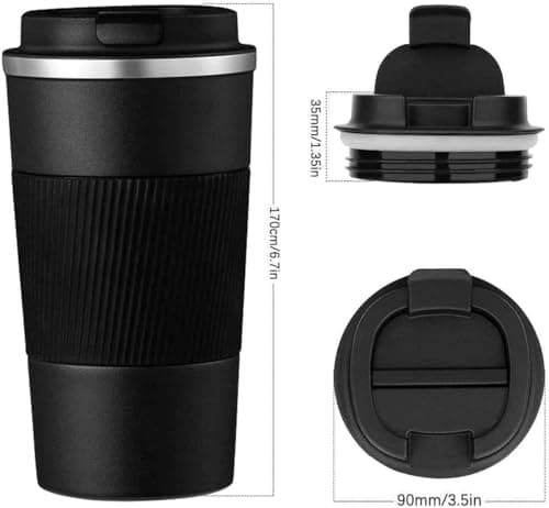 Travel Mug with Leakproof Lid,Insulated Reusable Coffee Mug for Hot&Cold Drinks/Tea,Portable Stainless Steel Thermal Takeaway Travel Coffee Cup for Car/Outdoor/Picnic/Office/School (Coffee Cup red) — view 2