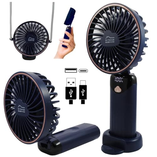 DIY TECH UK - CoolBlast Max - 4 in 1 Handheld Rechargeable Fan - 5 Speed