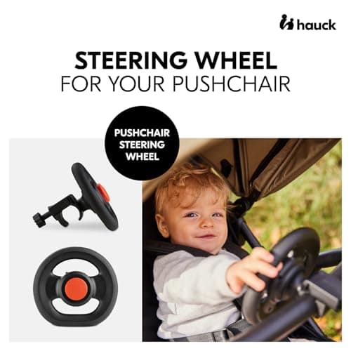 hauck Pushchair Steering Wheel Toy, Black - Interactive Driving Toy with Horn & Sound Effects, Toddler Game 6+ Months, 13 x 16 x 15 cm, Fixation on Bumper Bars up to 39,5 cm Diameter — view 2