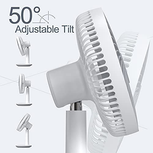 6-Inch Rechargeable Small Desk Fan, Portable Battery-Operated USB Table Electric Fan with 4 Speed Levels, Personal Mini Ventilator for Home Bed Study Room Bedroom Office Camping Cooling-Quite & Silent — view 3