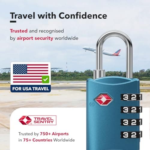 NovLock Suitcase Padlocks, TSA Approved Luggage Locks, Travel Padlocks — view 3