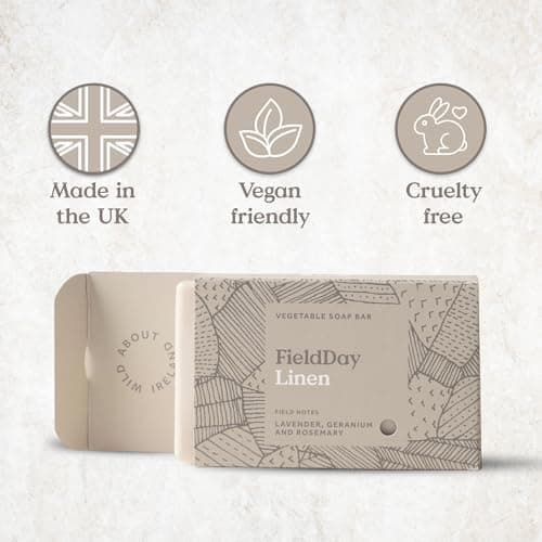 Field Day - Linen Soap Bar 150g - Luxury Vegetable Soap - Vegan & Cruelty Free - Lavender, Geranium & Rosemary Fragrance - Long Lasting & Moisturising Triple Milled Formula - Elegant Bathroom Gift — view 6