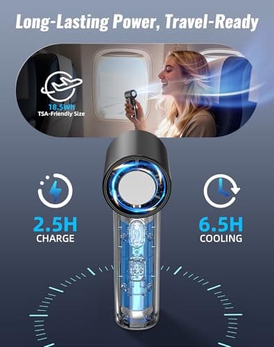 OidoZac Hand held Fan, 18800RPM High Speed (1-100) Mini Hand Fans, 4000mAh Small Personal Portable Fan with Strap, Powerful Handheld Fans for Travel, Office, Outdoor, Camping, Gift, Black — view 4