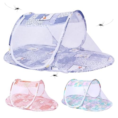 Mosquito Net, Foldable Bed Mosquito Net, Portable Travel Mosquito Nets, Mosquitos Bed for Home, Dorm, Outdoor, Travel, Easy Access, Quick Installation, Blue - A