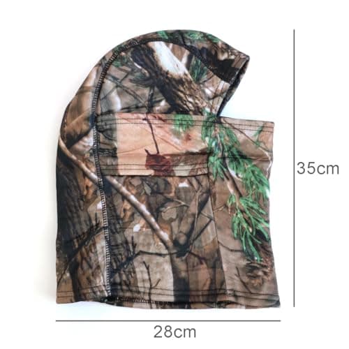 RALSPEC Camouflage Fleece Lined Balaclava Warm Winter Windproof Thermal Hood Neck Warmer Mask English Oak Tree Real Leaf Camo Hunting Photography — view 5