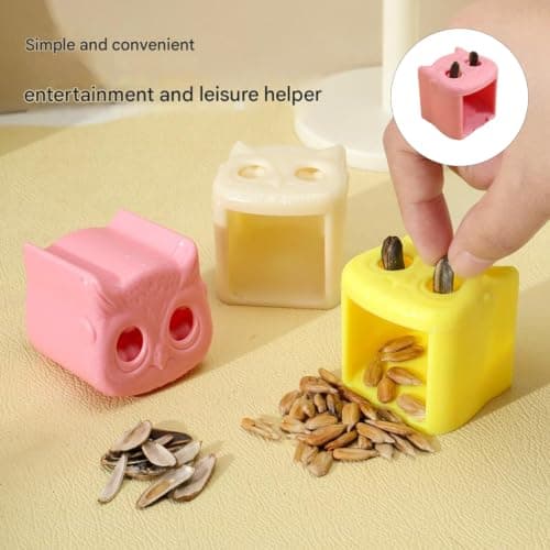 ECMQS Portable Owl Shape Nut Sheller for Travel Use, Cream white — view 2