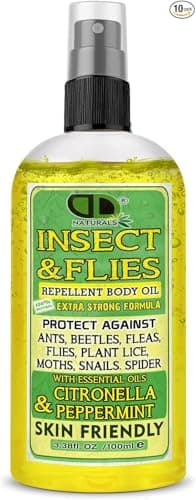 DD Teck Mosquito Repellent, Insect Repellent, Fly & Tick Repellent Body Oil with Citronella & Peppermint Essential Oils for All Body Types DEET-Free. Safe for Women & Kids. Travel Size (100ml Spray)