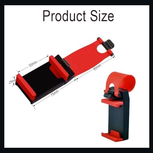 KANDUJIMU Car Steering Wheel Phone Mount, Blue, Portable Electronic Device Mount, Compatible with iPhone and Samsung (Red) — view 2