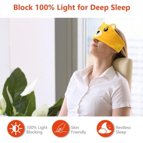 OFFCUP Sleep Headphones, Headband Headphones, Soft Bluetooth Headset Hi-Fi Stereo Super Bass Music Headphones for Men Women Office Nap Travel Yoga Workout Meditation（Bear） — view 6