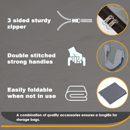 Storage Bags | Clothes Boxes, 6 Pack Grey, 90L Capacity Large Moving Bag — view 6