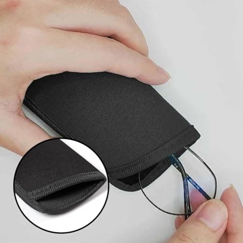 Zyssby 4 Pack Soft Eyeglasses Cases, Black Slip-In Glasses Pouches, Slim Fabric Reading & Sunglasses Case for Men and Women, Travel and Storage — view 4