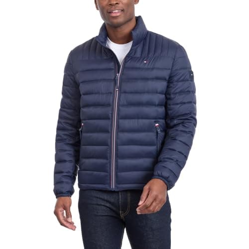 Tommy Hilfiger Men's Ultra Loft Lightweight Packable Puffer Jacket (Standard and Big & Tall) Down Alternative Coat, Midnight, L — view 4