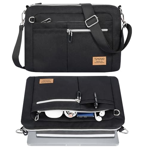 TiMOVO 13.3-14" Multiple Pockets Laptop Sleeve with Shoulder Strap, Black