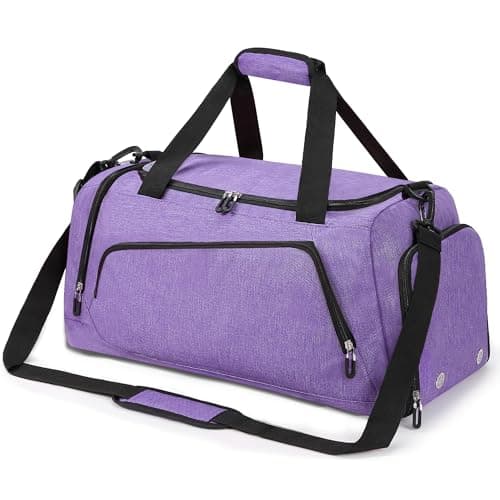 OLQI Gym Bag with Shoe Compartment & Wet Pockets for Men/Women,Sports Duffle Bags for Workout/Fitness/Travel (Purple, 20"x11"x11")