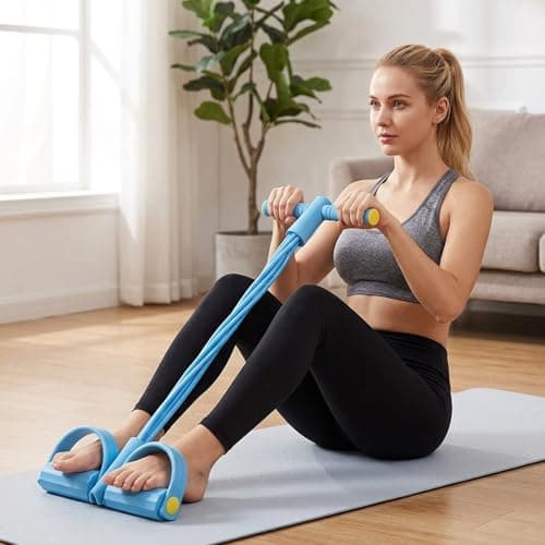 Pedal Resistance Bands with Handle, Multifunctional Pedal Resistance Band for Home Fitness and Travel Workouts, Blue Foot Pedal Resistance Band with Six Tubes — view 6