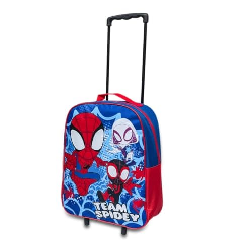 Marvel Spiderman Kids Cabin Bag Suitcase for Boys - Lightweight with Wheels & Telescopic Handle - Ideal for Short Breaks, Holidays, Sleepovers, School Trips (Spiderman)