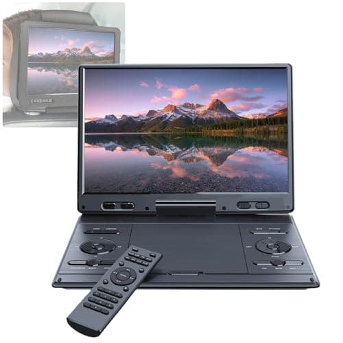 Portable DVD Player, 10.5" Large HD Screen, Free Rotation, Power Outage Memory+Sync TV/Projector, Support DVD/SD/USB, Kids Travel Entertainment,Black