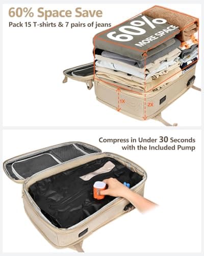 Zurligi Vacuum Travel Backpack with Pump, 40-70L Expandable — view 4