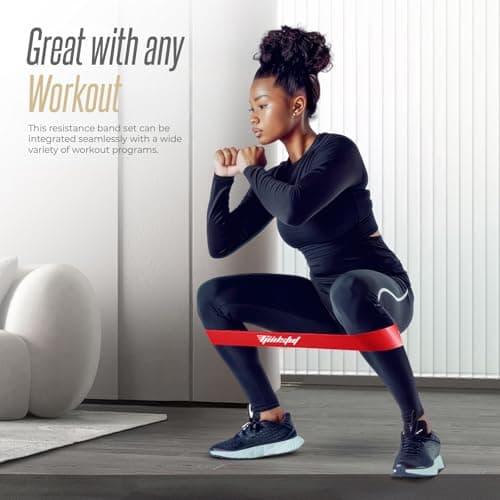 Güdstuf Resistance Bands Set of 5 – Natural Latex Loop Bands with Carry Pouch – Non-Slip Exercise Bands for Home Fitness, Yoga, Pilates, Rehab & Strength Training — view 3