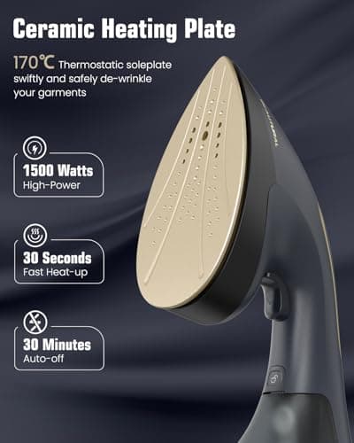 BEAUTURAL 2-in-1 Garment Steamer & Iron, 1500W Handheld with Burst Steam — view 2