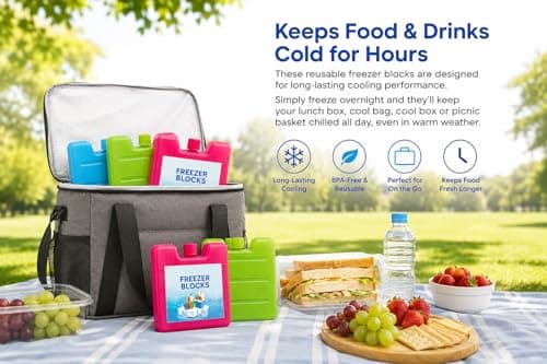 1Above Freezer Blocks 12 Pack | Reusable Ice Packs for Lunch Boxes, Cool Bags & Picnic — BPA Free, Leakproof, Long Lasting — view 5