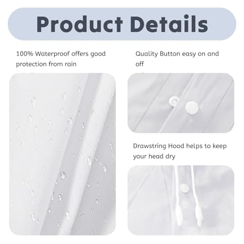 AropaeenGlowry 2pcs Kids Waterproof Rain Poncho with Hood & Sleeves - Reusable EVA Raincoat for Boys Girls, Camping & Travel, White — view 5