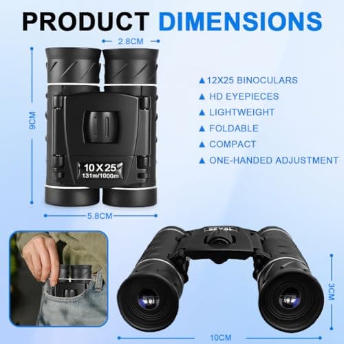 Flintronic 10X25 Binoculars for Adults, Compact Binoculars with BAK4 Prism, FMC Green Film, Easy Focus High Powered Binocular for Bird Watching Outdoor Sports Concerts Hunting Travel Camping — view 2