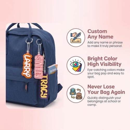 Personalised Acrylic Name Tag, Custom 3D Raised Double Layer Bag Tag, Personalised Rucksack Water Bottle Luggage Tag, Back to School Custom Gift for Kids Children (1pcs) — view 6