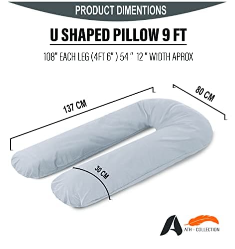 A ATH COLLECTION Pregnancy Pillow 9 FT, U Shaped Full Body Pillow, Nursing, Support and Maternity Pillow for Pregnant Women with Removable Cotton Zip Cover (9 FT, Burgundy) — view 4