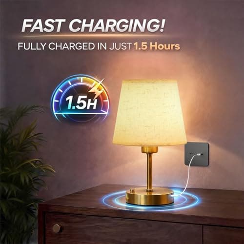 EppieBasic Rechargeable Cordless Table Lamp, Linen Shade, 2700K Dimmable — view 3