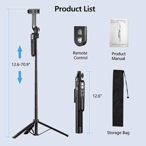 yAyusi Automatic Face Tracking Tripod 360° Rotation, 180 cm With Sensor and Stand, No App, Gesture Control, Smart Selfie Stick for Video/Live — view 6