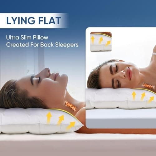 LanJingMeiGou Ultra Thin Flat Pillows for Sleeping 7D High Support 2.5 Inch Height Slim Bed Pillows for Stomach Sleeper Standard Size 18x26 Inches — view 2