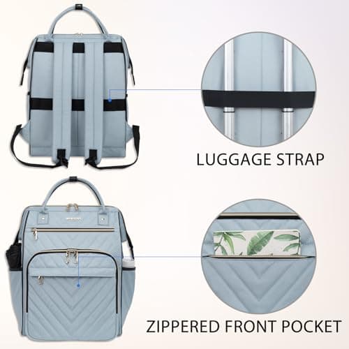 VANKEAN Laptop Backpack Women, 17.3 Inch Backpacks College Work Light Blue — view 3