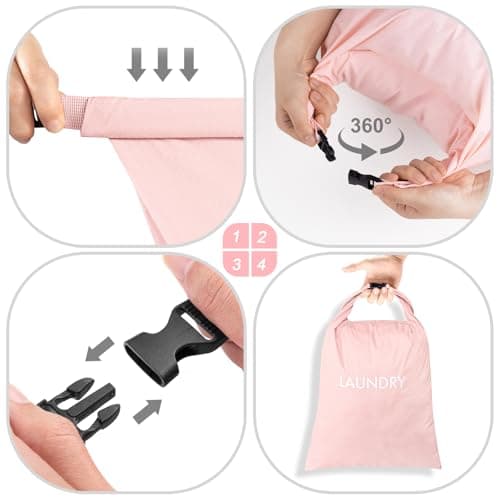 CANBOX 2 Pack Travel Laundry Bag, Nylon Washing Bags for Laundry, Pink — view 4
