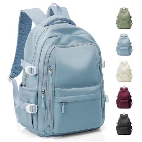 HYC00 School Bag for Teenager Girls Boys Secondary High Middle Bookbag School Backpack Womens Casual Daypack Lightweight 14 Inch Laptop Rucksack Backpack for Travel College Work Back Pack, Light Blue