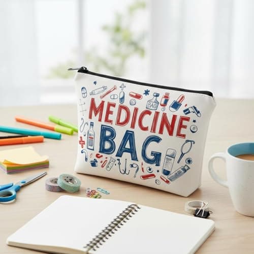 Portable Travel Medicine Bag - 22 x 18cm Large Medication Organizer Pouch - Water-Resistant Zipper Bag for Pills, Nursing Supplies & First Aid Essentials - Daily Medical Storage Pouch for Home & Trave — view 6
