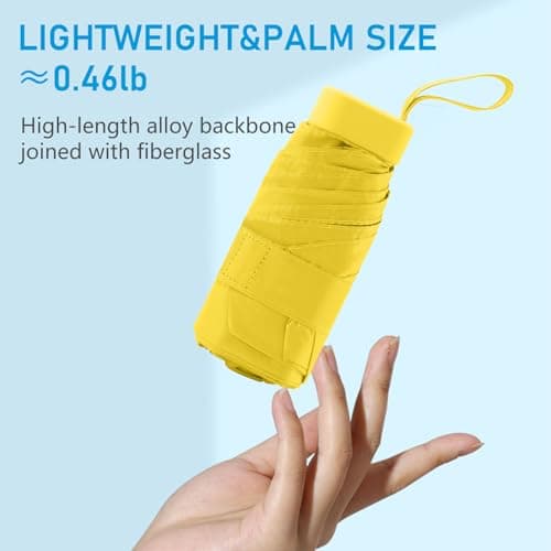 Mayoii Mini Umbrella with UPF50+ Protection, Lightweight Compact Umbrella for Women and Kids, Portable UV Parasol with Storage Box, 6Ribbed Small Parachute for Women Handbag Size (Yellow) — view 5
