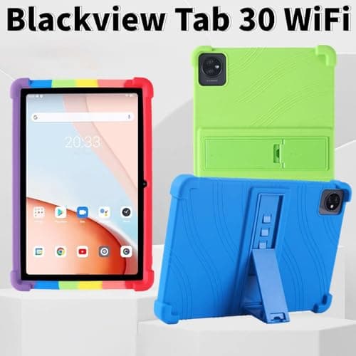 INSOLKIDON Compatible with Case for Blackview Tab 30 WiFi 10.1 inch tablet, Full Coverage Ultra Slim adjustable Stand Silicone Shockproof Lightweight Protective Cover Case (Sky Blue) — view 6