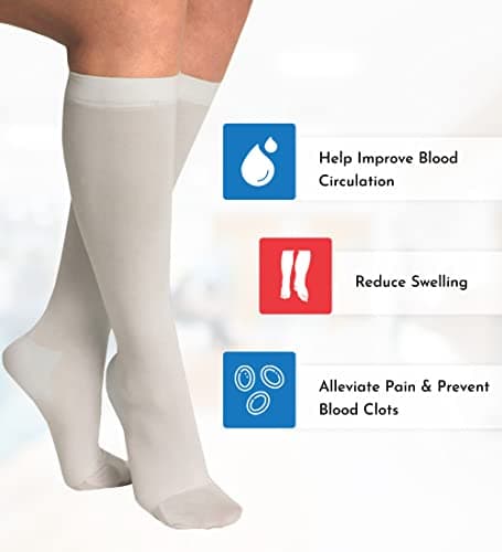 ITA-MED Anti-Embolism Knee High Stockings for Men & Women, Light Compression Socks (18 mmHg), Medical Orthopedic Support Stockings for Varicose Veins, Edema, Swelling, Soreness, Pain, & Aches, Large — view 3