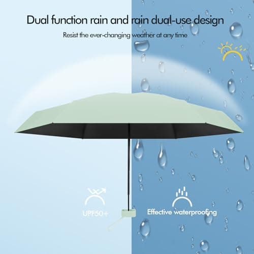 Sykerout Travel Umbrella - Compact, Lightweight, Windproof, UV Protection, with Capsule Case, Perfect for Women's Handbags(Mint Green) — view 3