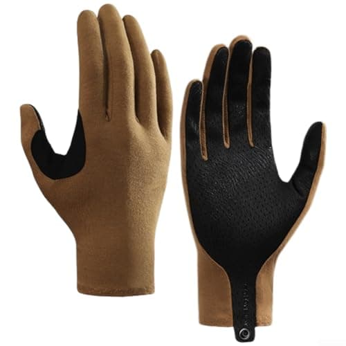 Men's Anti-Slip Wool Gloves for Hiking Walking(brown L)