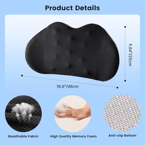 QUTOOL Lumbar Support Cushion – Memory Foam Back Support Cushion with Breathable Mesh Cover & Adjustable Strap, Lumbar Support Pillow for Office Chair, Car & Gaming Chair — view 2