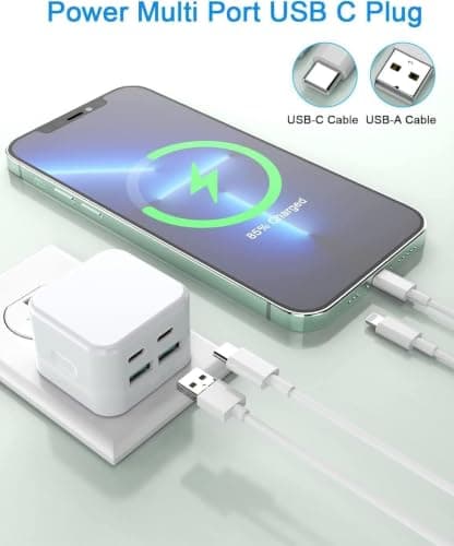 USB C Plug Fast Charges, 4Pack 40W 4-Port Multi USB Plug UK Dual Port PD Power Adapter +QC USBC Mains Wall Charger Head, Type C Fast Charging for iPhone 17/16/15/14/13/12 Pro Max Plus XS XR SE — view 2