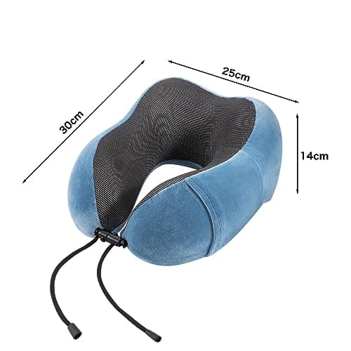 WENGX Travel Pillow Neck Pillow Memory Foam Soft Comfort and Support Travel Flight Neck Pillows,U-shaped Pillow for Sleeping with Storage Bag for Airplane Car Office Home,etc (Blue) — view 5