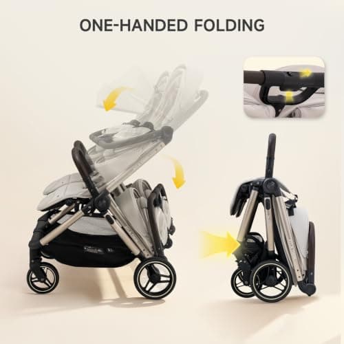 Jovikids Ayla Twins Double Pushchair, One-Hand Fold, Shock-Absorbing — view 2