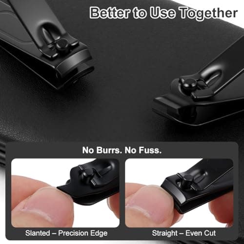 ALIIP Professional Manicure Set,10-Piece Stainless Steel Nail Clipper Kit with Leather Case, Portable Travel Nail Care Set for Women & Men, Press-Lock Design for Home & Gifting,Black — view 3