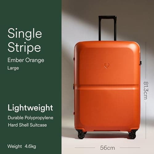 ANTLER Single Stripe Hard Shell Large Suitcase + Laundry Bag - 81x56x34cm 144L, Expandable, Lightweight, 4 Spinner Wheels, TSA Lock - Durable Large Check in Luggage - Ember Orange — view 2